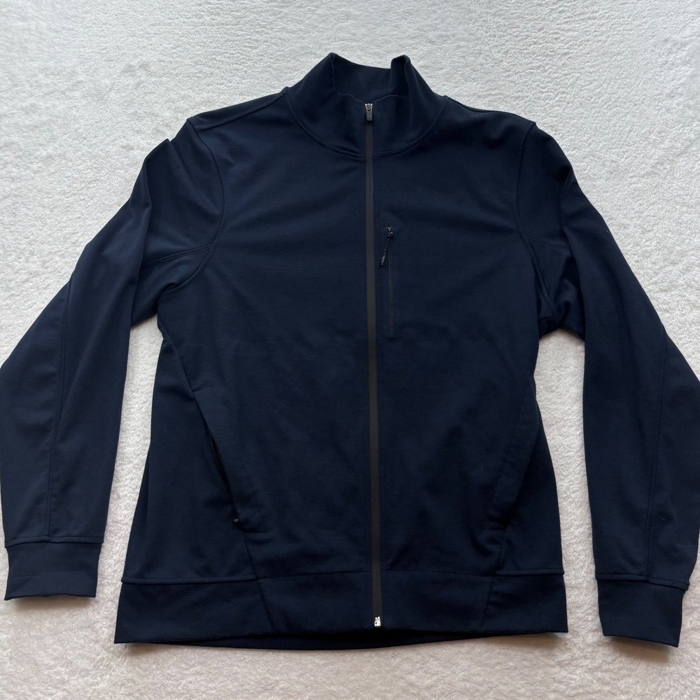 Mack Weldon Mens Radius Flex Jacket Navy Blue XL Full Zip Mock Neck Techwear